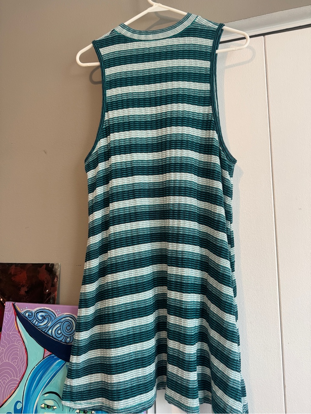 Teal & White Striped Sleeveless Pocket Tunic Dress size 1X - Picture 6 of 10